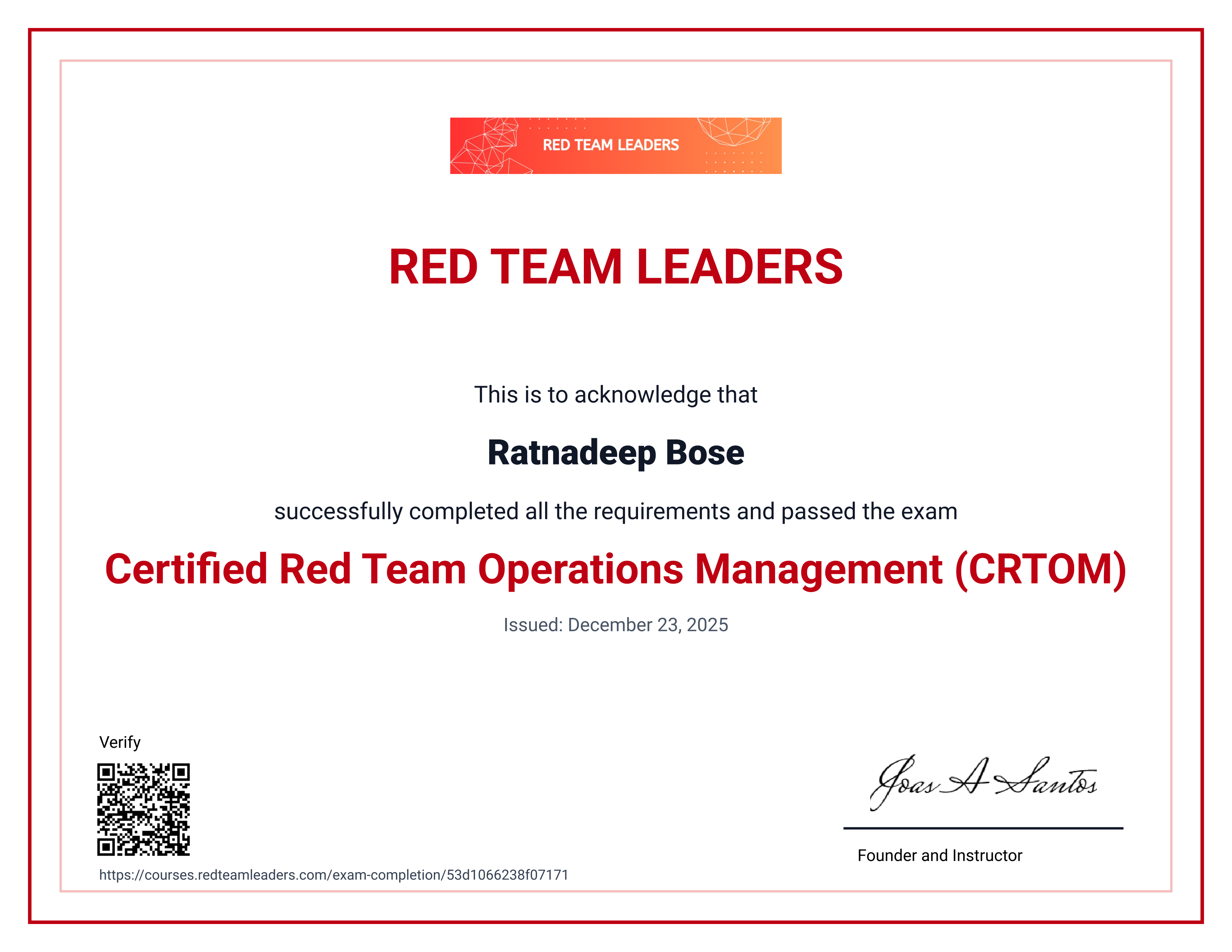 Certified Red Team Operations Management Certificate