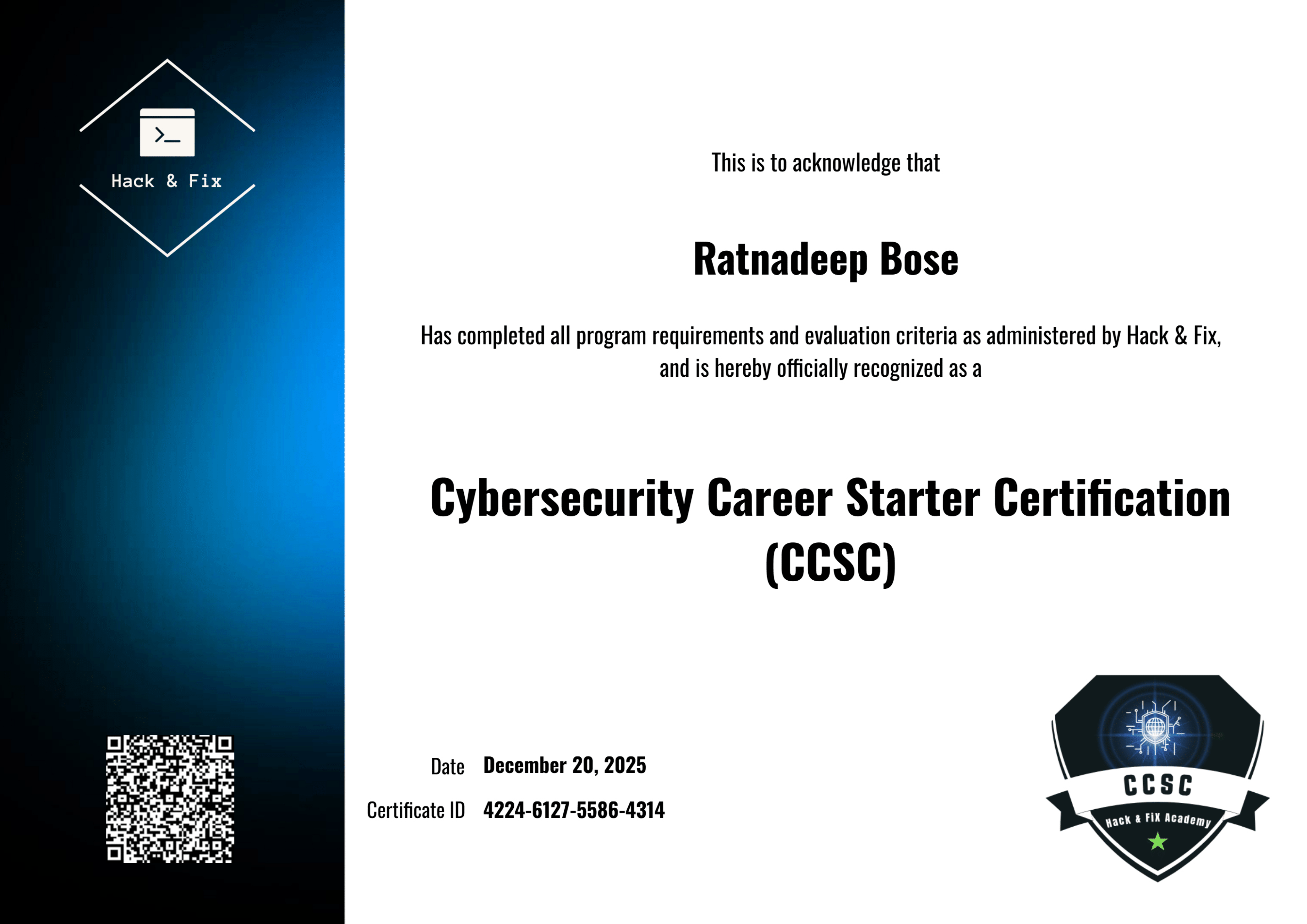 Cybersecurity Career Starter Certification